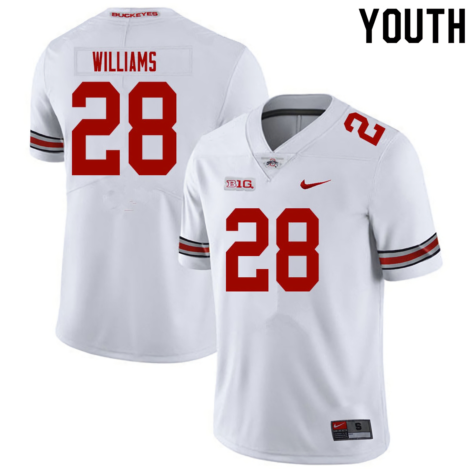 Miyan Williams Ohio State Buckeyes Youth NCAA #28 White College Stitched Football Jersey VJR8156UJ
